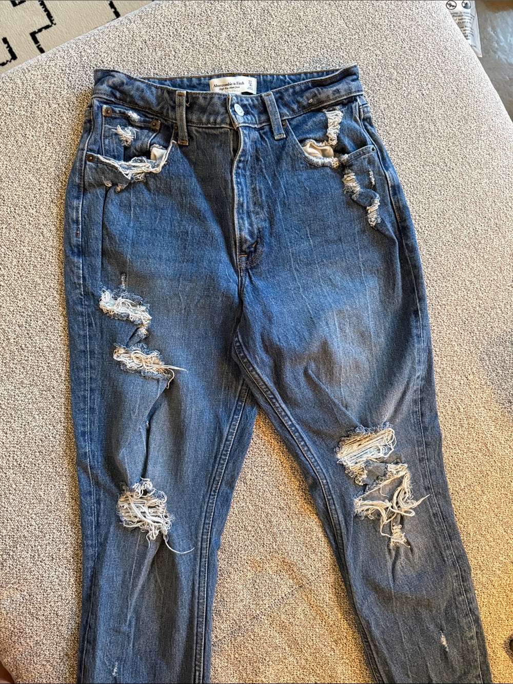 Distressed Women’s Jeans - Dark Blue Ripped Denim